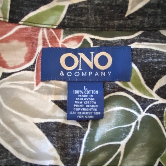 ONO & Company Reverse Print Aloha Hawaiian Tropical Floral Shirt Men L Large - Picture 6 of 7